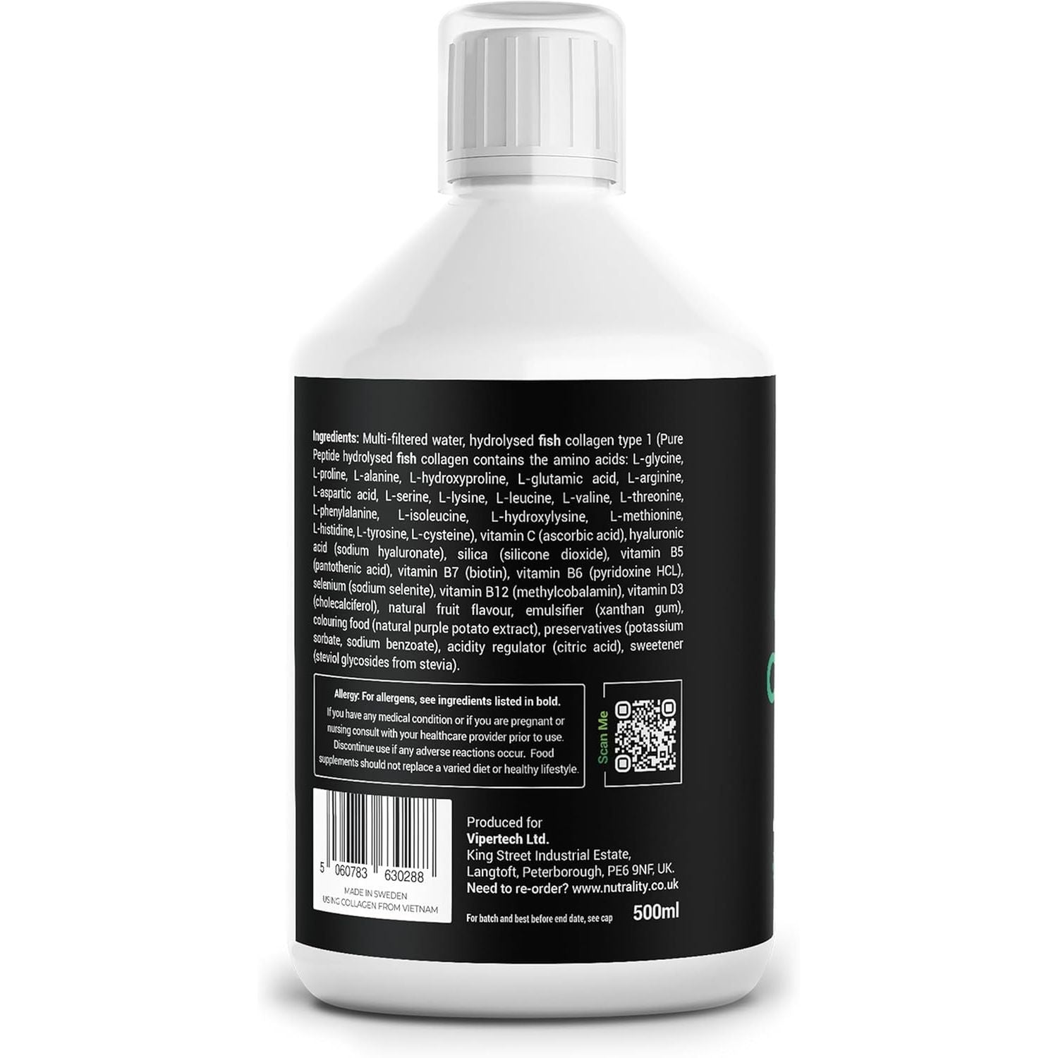 Nutrality High Strength 10,000Mg Marine Collagen for Skin, Hair, Nails and Joints | Hydrolysed Collagen Pure Peptides Drink Infused Hyaluronic Acid | Vitamin C, D and Biotin, Sugar Free Strawberry