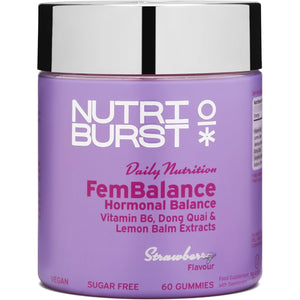 Nutriburst - Fembalance Hormone Balance for Women - Vitamin B6, Lemon Balm + Dong Quai - Regulate Hormones, Support Nervous System + Reduce Tiredness - 60 Gummies 1 Month Supply - Suitable for Vegans