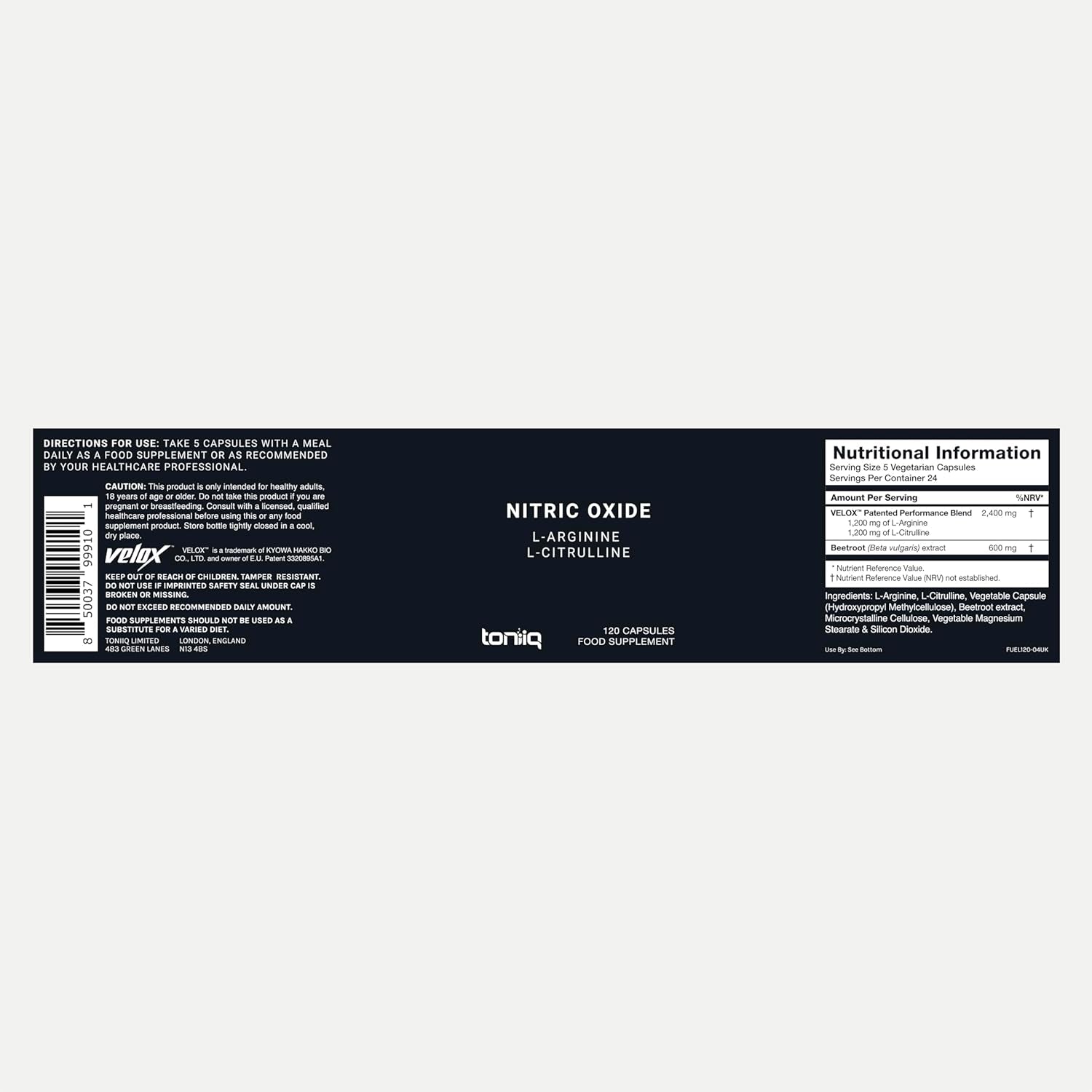 3,000Mg Nitric Oxide Supplement - 99% Purified L-Arginine and L-Citrulline - Beet Root - Clinically Studied Velox Blend - Nitric Oxide Booster for Men - 120 Capsules - Toniiq