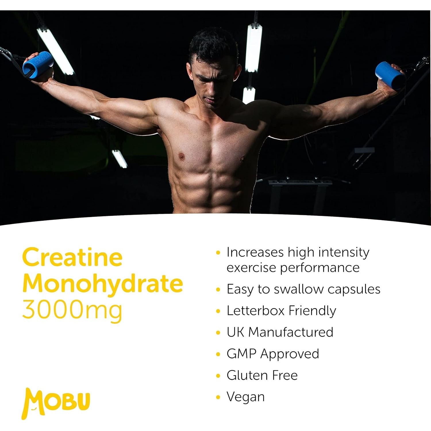 Creatine Monohydrate Capsules 750Mg (3000Mg per Serving) - 120 Capsules - Boost Muscle Mass, Bulk & Strength - Supports Increased Energy & Performance - Pre Workout Supplement for Men & Women | MOBU