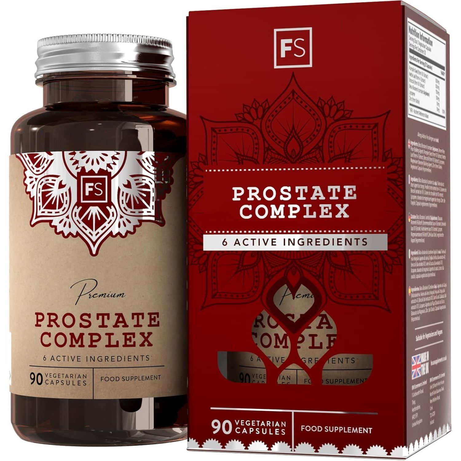 FS Prostate Supplements for Men UK | 90 Prostate Capsules with Broccolli 750Mg, Pumpkin Seed 500Mg, Nettle Leaf 500Mg & Zinc | Mens Health Supplements | Non-Gmo & Gluten Free | Made in the UK