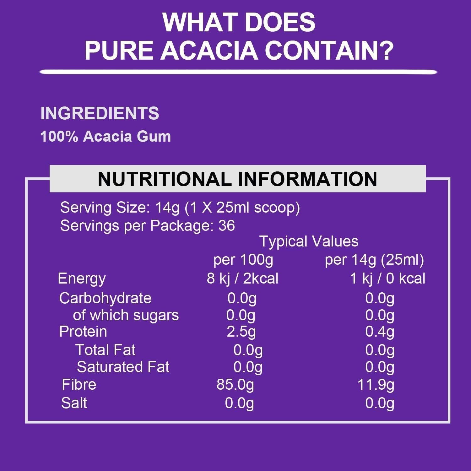 Pure Acacia Fibre | 0G Carbs | Zero Calories | Prebiotic Soluble Fibre Powder Supplement | Supports Fasting & Ketogenic Diet | 500G Pouch | Ketosource®