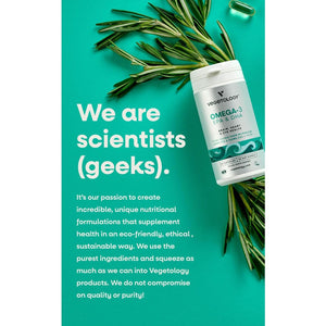 Vegetology, Vegan Omega 3 Capsules High Strength, 800Mg of EPA DHA from Algae Oil, with Added Vitamin D3, Supports Heart, Brain Function and Eye Health, 60 Capsules, UK Made