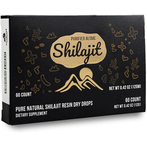 Premium Pure Shilajit Dry Drops by Siberian Green Altai Golden Mountains - 60 Count (200 Mg) Food Supplement Fulvic Acid