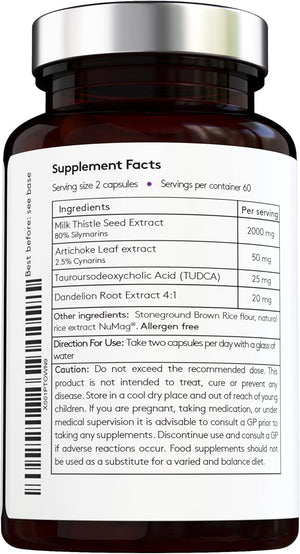 [Vital Haven] Liver Protector - Complex Formula - Milk Thirsle, TUDCA, Dandelion Roots, Artichoke - Max Potency - 2 Months Supply - Premium Ingredients - Made in the UK