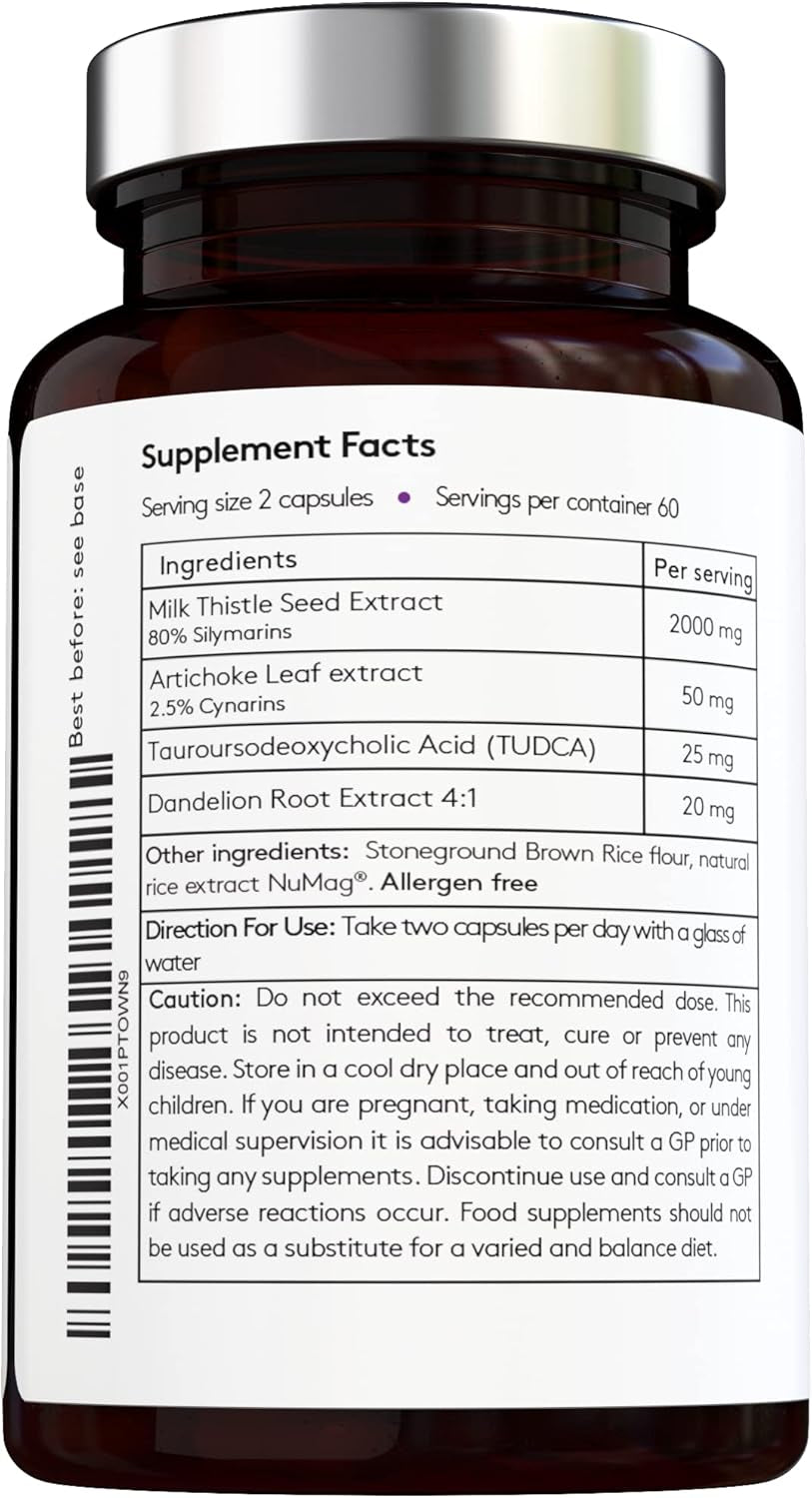 [Vital Haven] Liver Protector - Complex Formula - Milk Thirsle, TUDCA, Dandelion Roots, Artichoke - Max Potency - 2 Months Supply - Premium Ingredients - Made in the UK