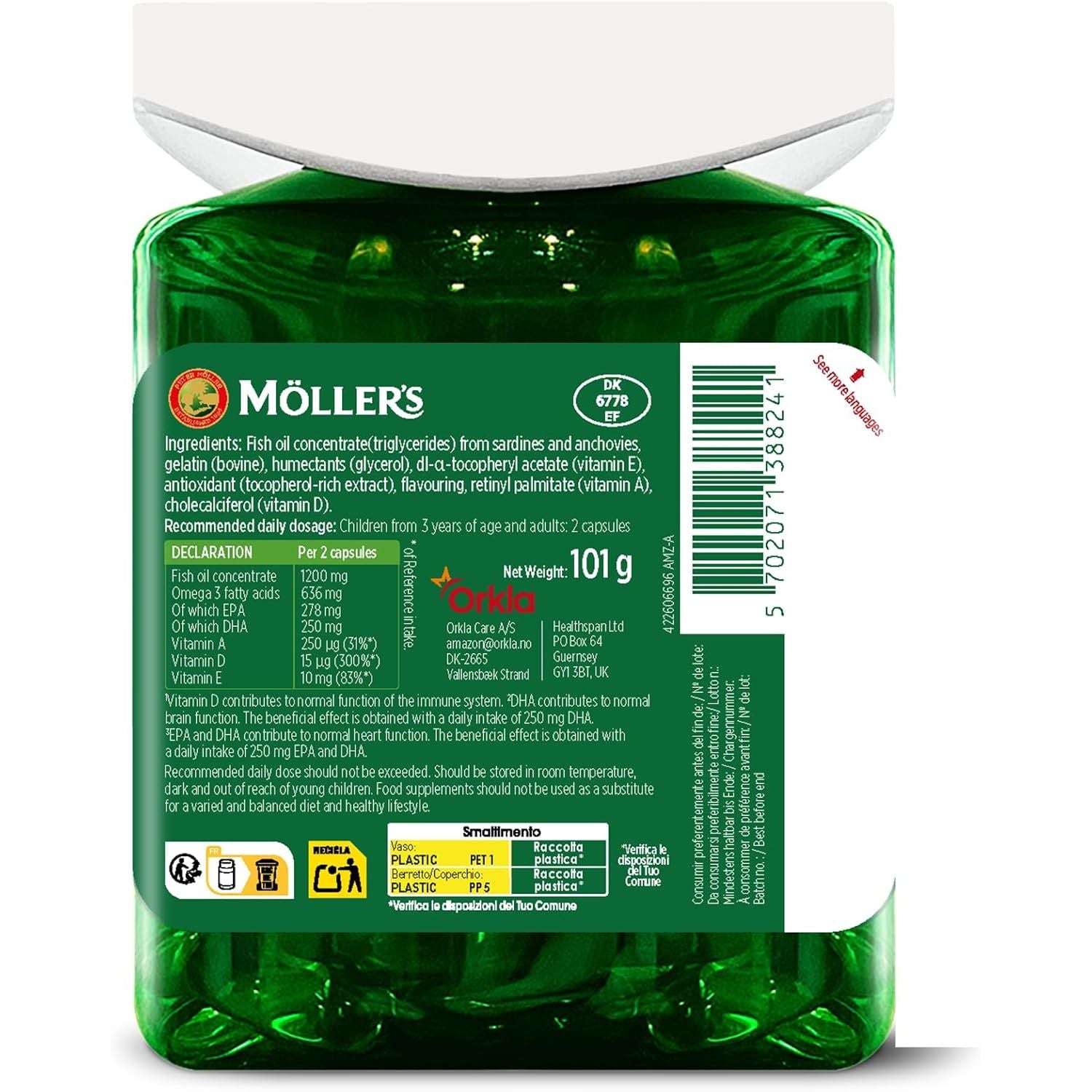 Moller’S ® | Omega-3 Capsules | Fish Oil | Nordic Omega-3 Dietary Supplement with EPA and DHA and Vitamins A, D and E | 166-Year-Old-Brand | Daily Health | 112 Capsules