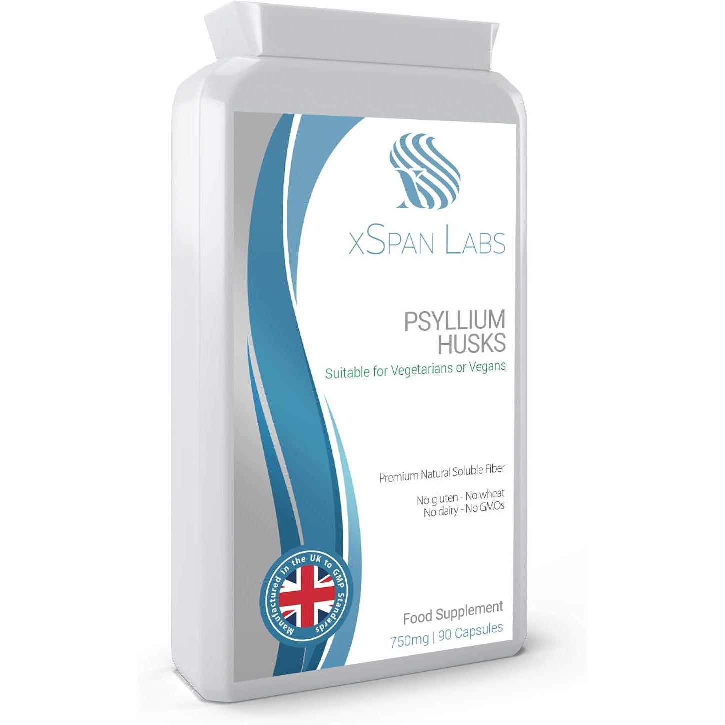 Psyllium Husks 750Mg 90 Capsules - All Natural Soluble Fibre Supplement - Great for Digestion, Keto Diets and Complementing Bio-Culture Supplements– Manufactured in the UK