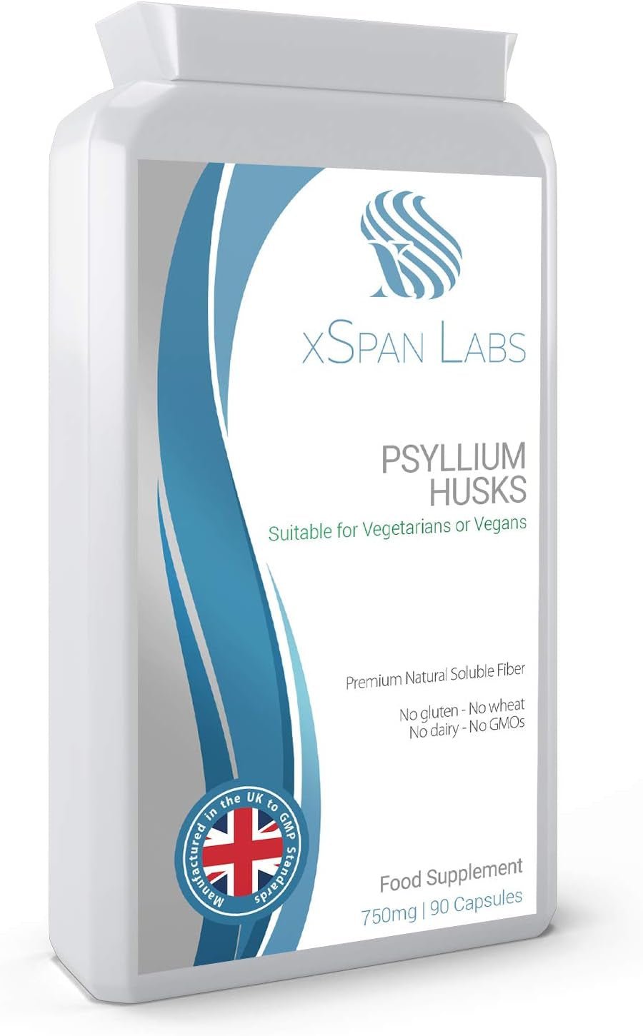 Psyllium Husks 750Mg 90 Capsules - All Natural Soluble Fibre Supplement - Great for Digestion, Keto Diets and Complementing Bio-Culture Supplements– Manufactured in the UK