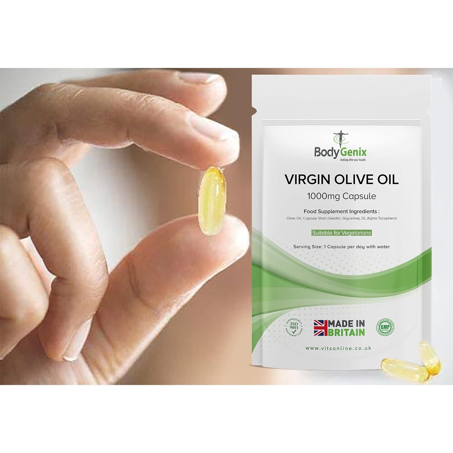 Bodygenix Virgin Olive Oil Capsules - 1000Mg Omega 3,6 Antioxidant Formula Heart Bone Health Weight Management Support Natural Supplement - 120 Caps 4 Month Supply