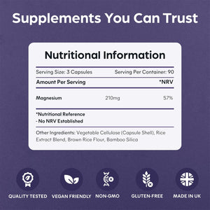 Purolabs Magnesium Citrate - High Strength Non-Buffered Magnesium - Superior Absorption for Sleep, Energy & Muscle Function - Vegan - Clean Formula - 90 Capsules