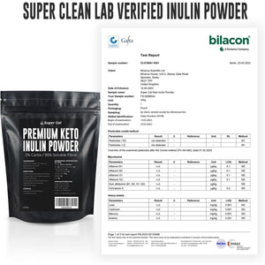 Super Cal Keto Inulin Powder 200G | 95% Fibre / 2% Carbs | Lab Tested Soluble Fibre Supplement | Great Sleep Supplement + Aids Gut Health | Pure Chicory Prebiotics Fiber - EU Sourced