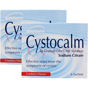 Cystitis Relief from Burning Pain, Cystocalm 6 Sachets 4G Granules Cranberry (Pack of 2)