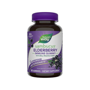 Nature'S Way - Sambucus Elderberry - 3200 Mg per Serving - Immune Support - with Vitamin C and Zinc - Gluten Free - Suitable for Vegetarians - 60 Gummies