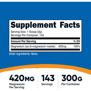 Nutricost Magnesium Malate Powder (300G) - 420Mg of Magnesium per Serving - Non-Gmo, Gluten Free
