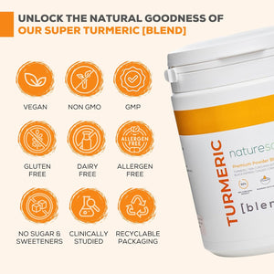Nature Squared Turmeric Super [Blend] - Premium & Organic Turmeric (3933Mg) Powder with 7 Active Ingredients - 330G(3 Month Supply) - Vegan - Non GMO - Gluten Free - GMP - Potent Antioxidant- UK Made
