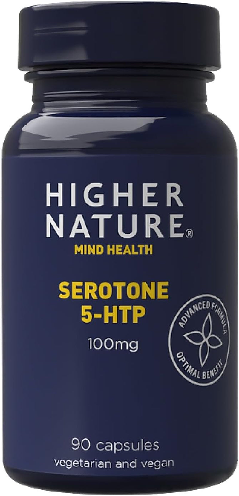 Higher Nature - Serotone 5HTP - 100Mg - Psychological Support - Natural Source of 5HTP - B Vitamins & Zinc - Vegan & Vegetarian - 90 Capsules