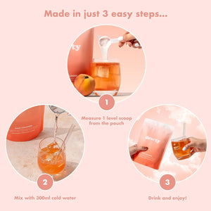 Dewty Collagen Powder - 6400Mg Peach Flavour Daily Collagen Supplement for Women - 6400Mg of Collagen with Hyaluronic Acid, Biotin & Retinol, Beneficial for Skin, Hair, Nails & Joints (28-Day Pouch)