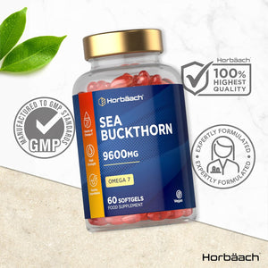 Sea Buckthorn Oil Capsules 9600Mg | High Strength Vegan Supplement | Source of Omega 7 Essential Fatty Acids | 60 Count | by Horbaach