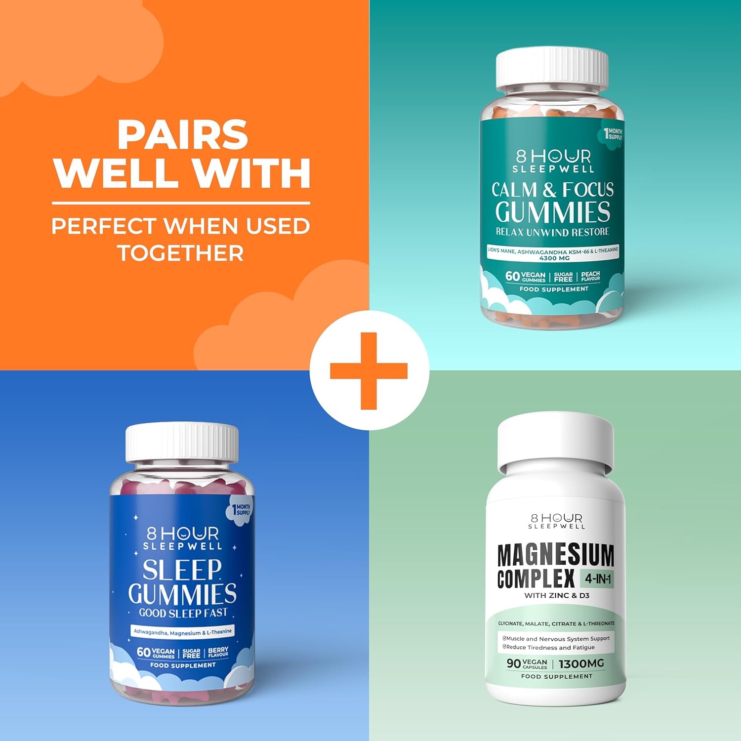 Lion'S Mane Mushroom & Ashwagandha KSM-66 Gummies - 4300Mg High Strength Supplement - 60 Sugar-Free & Vegan Gummies - with Zinc, B6 & B12 - for Calming, Mental Performance, and Nervous System Support