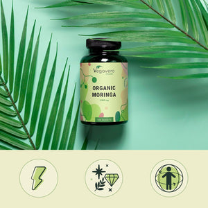 Vegavero Organic Moringa Oleifera Tablets 2000 Mg | Pure Powder - Premium Quality | Lab-Tested & Non-Gmo | Malunggay Supplement | 180 Tablets | Vegan