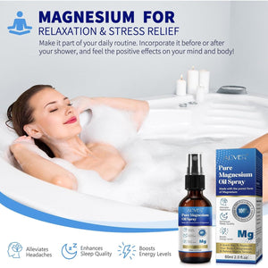 Pure Magnesium Oil Spray,100% Pure & Natural Magnesium Spray, Magical Magnesium Body Spray,Magnesium Oil for Feet, Promotes Sleep, Ideal for Sports & Muscle Recovery 60Ml
