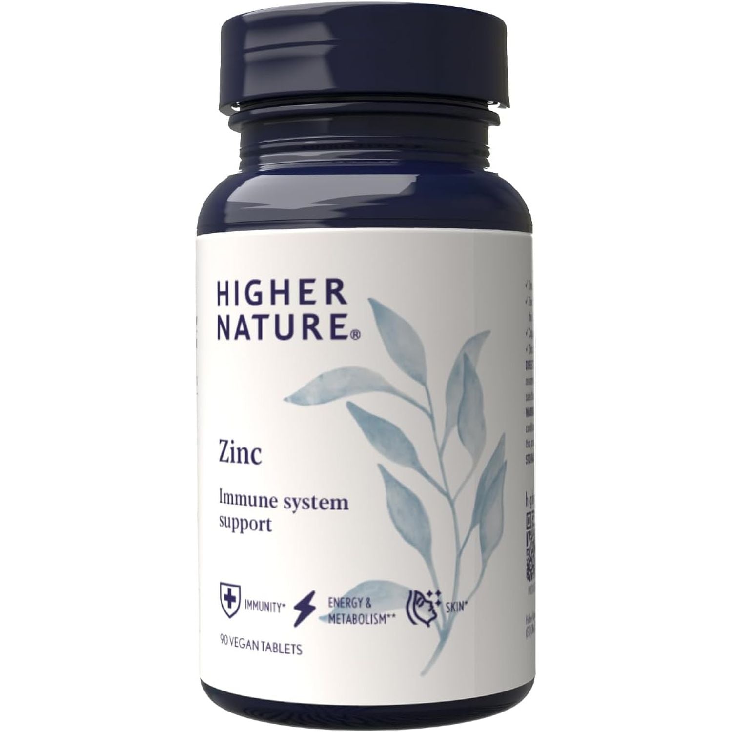 Higher Nature - Zinc - Immune System, Cognitive Function & Fertility Support - Gluten Free - Vegetarian & Vegan - 90 Tablets