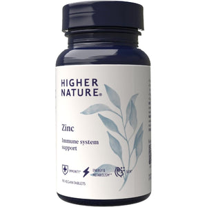 Higher Nature - Zinc - Immune System, Cognitive Function & Fertility Support - Gluten Free - Vegetarian & Vegan - 90 Tablets