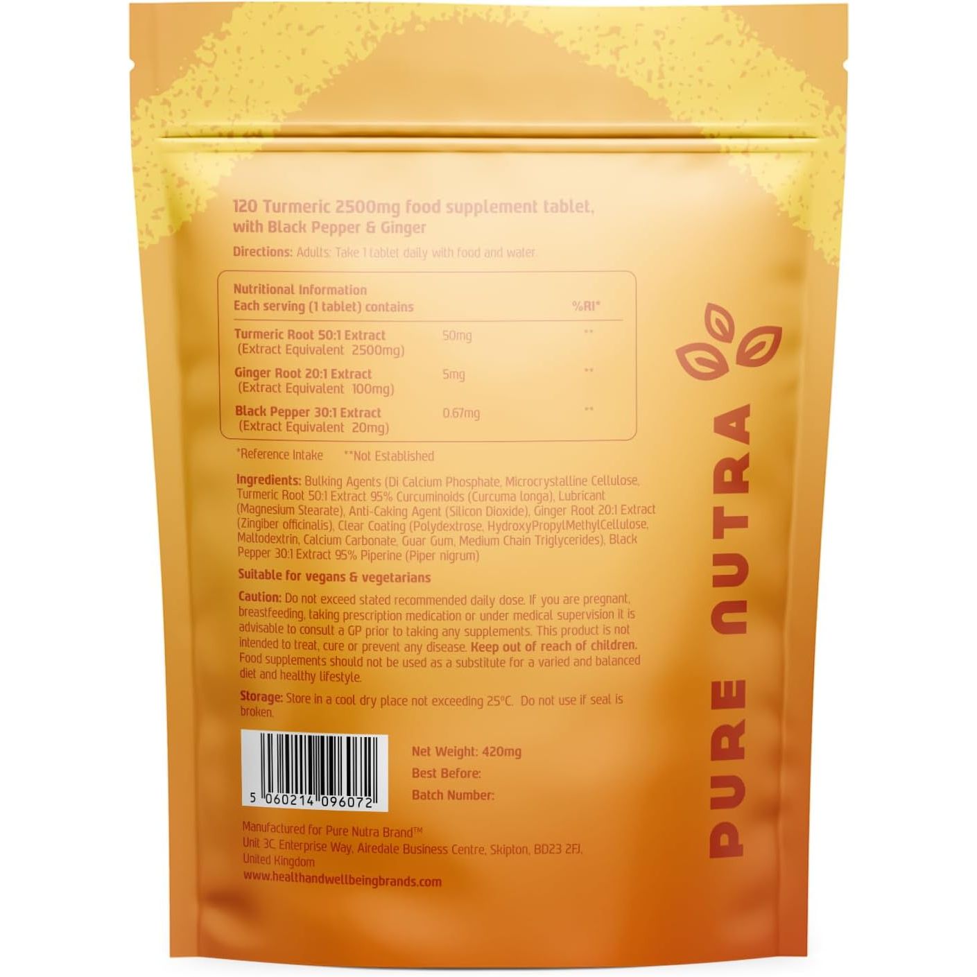 Turmeric 2500Mg with Ginger and Black Pepper from Pure Nutra Brand 120 Tablets | 4 Months Supply