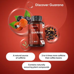 Guarana Capsules 4800Mg - Caffeine Pills - 180 Capsules (3 Months Supply) - Rich in Bioactive Compounds - Travel-Friendly, Gmp-Approved & Vegan-Friendly Caffeine Supplements - Made in the UK