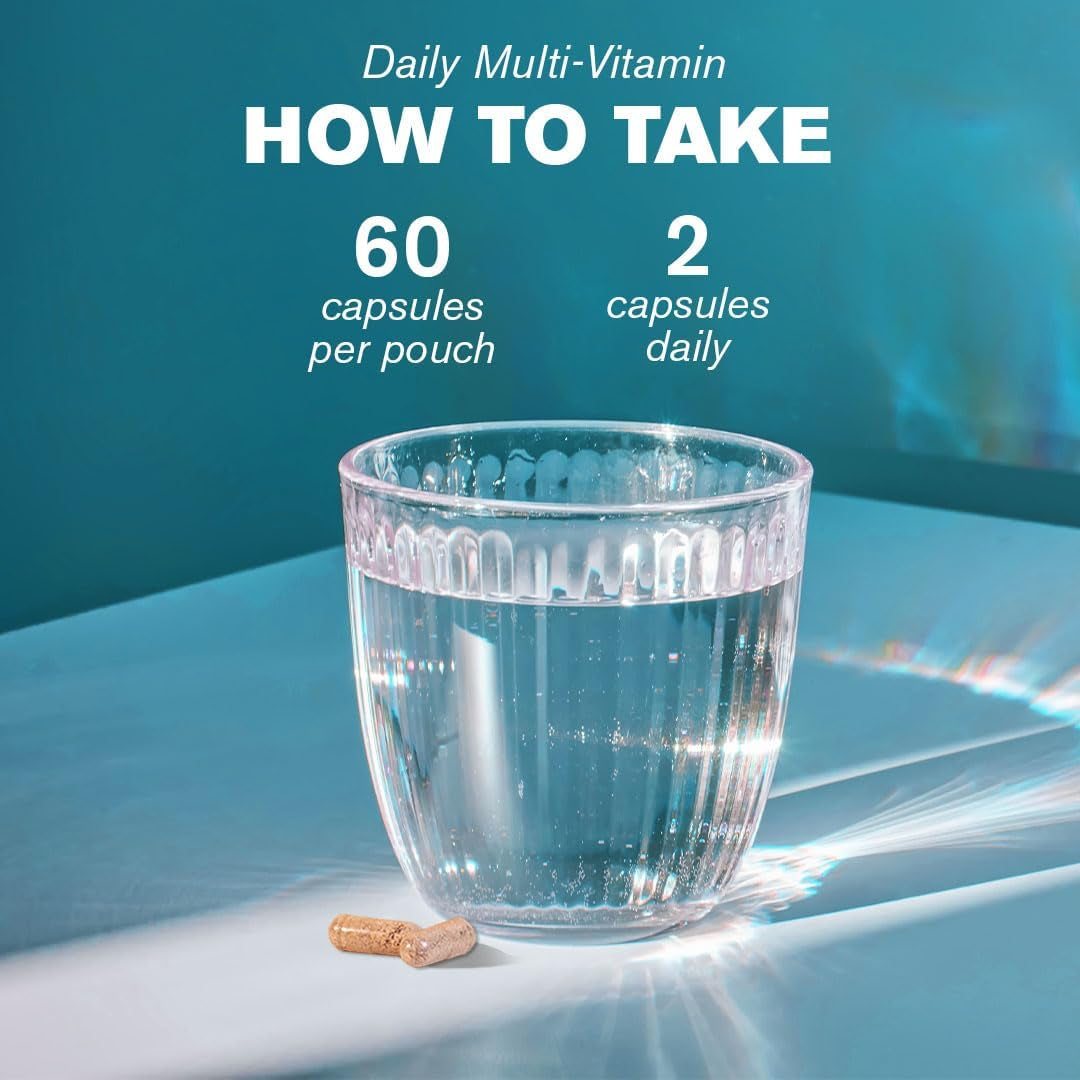 Daily Multi-Vitamin | Energy, Hair, Skin, Nails, Mental Performance, Immune Health | 60 Vegan Capsules | Two-A-Day | DR.VEGAN