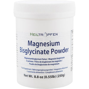 Magnesium Glycinate as Magnesium Bisglycinate | 0.55 Lb – 250 G | Crystal Powder Soluble in Water | Heiltropfen®