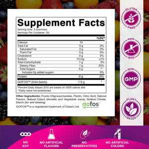Vitamatic Prebiotic Fiber Gummies for Adults – 7G Fiber per Serving – 60 Pectin-Based Gummies Extra Strength, Zero Sugar Added – Supports Digestive Health & Regularity – Non-Gmo, Vegan, Gluten-Free