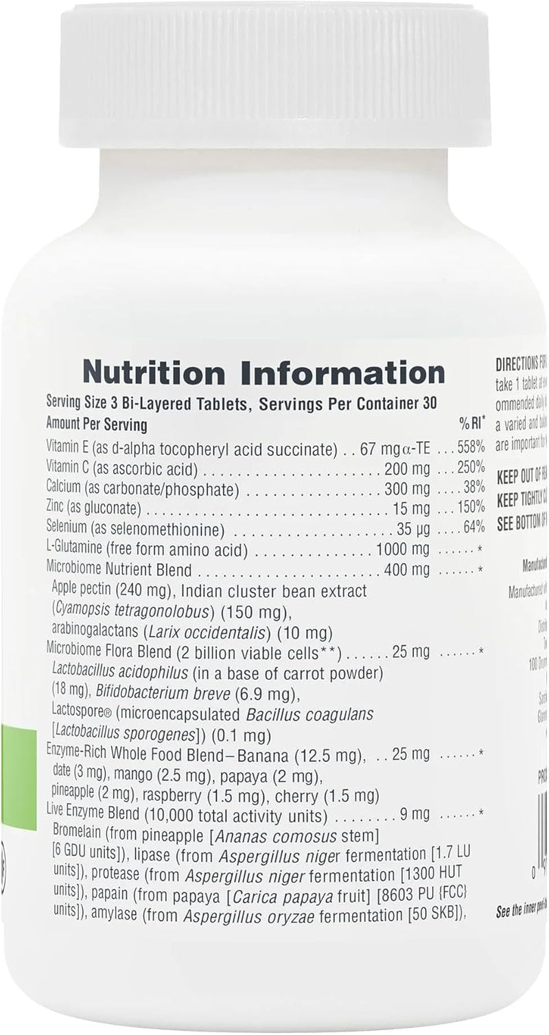 Naturesplus GI Nutra Total Digestive Wellness - Probiotics Supplement with Prebiotics, Digestive Enzymes, Glutamine, Calcium - Gut, Bloating - Vegetarian, Gluten Free - 90 Tablets