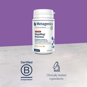 Metagenics Megamag Muscleze Magnesium Glycinate Powder - Muscle Recovery after Exercise - Orange, 30 Servings