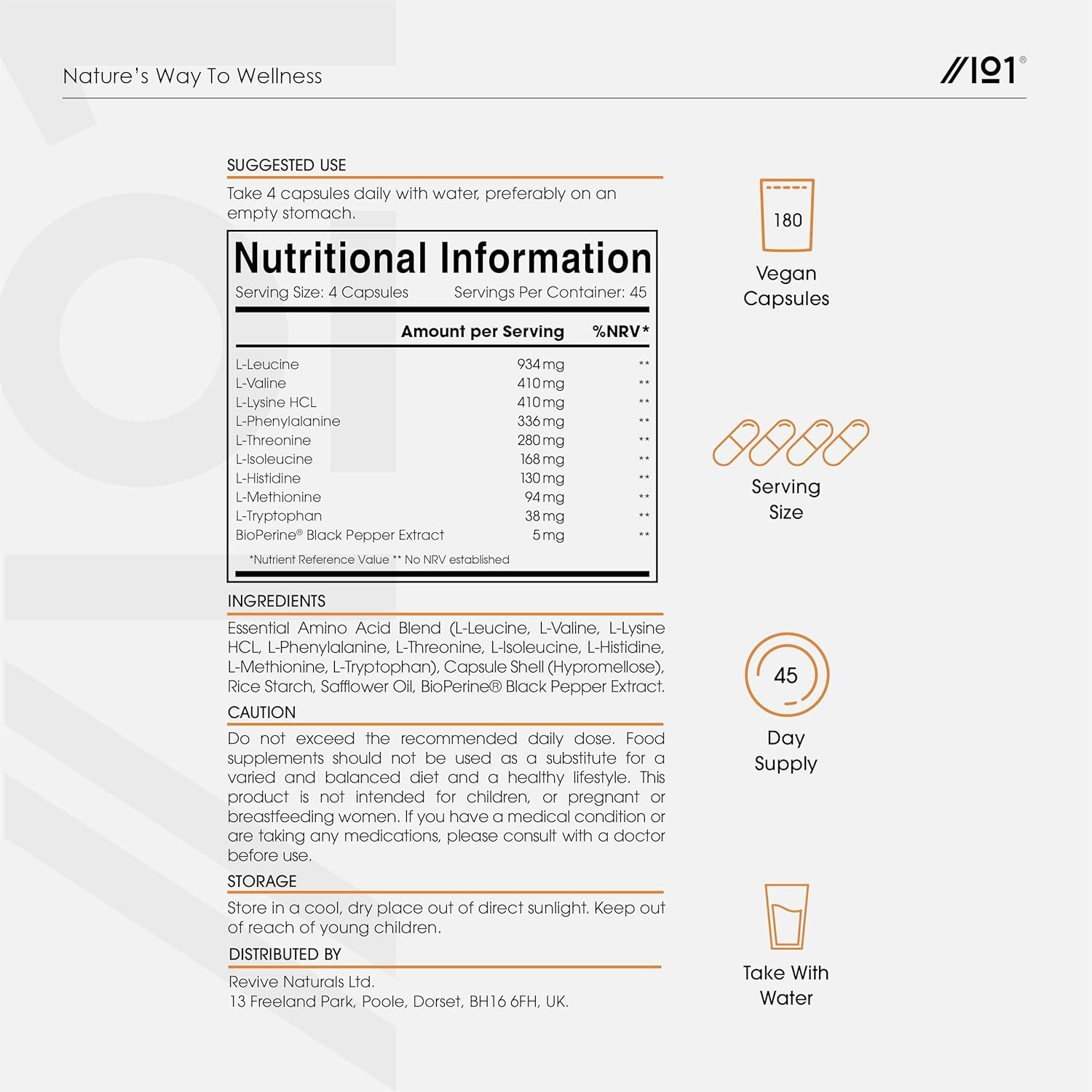 Essential Amino Acids 2800Mg with Bioperine® – 180 Vegan Capsules – All 9 EAA Amino Acids with All 3 Bcaa'S plus 6 More Eaas to Build and Repair Muscle - by Alpha01