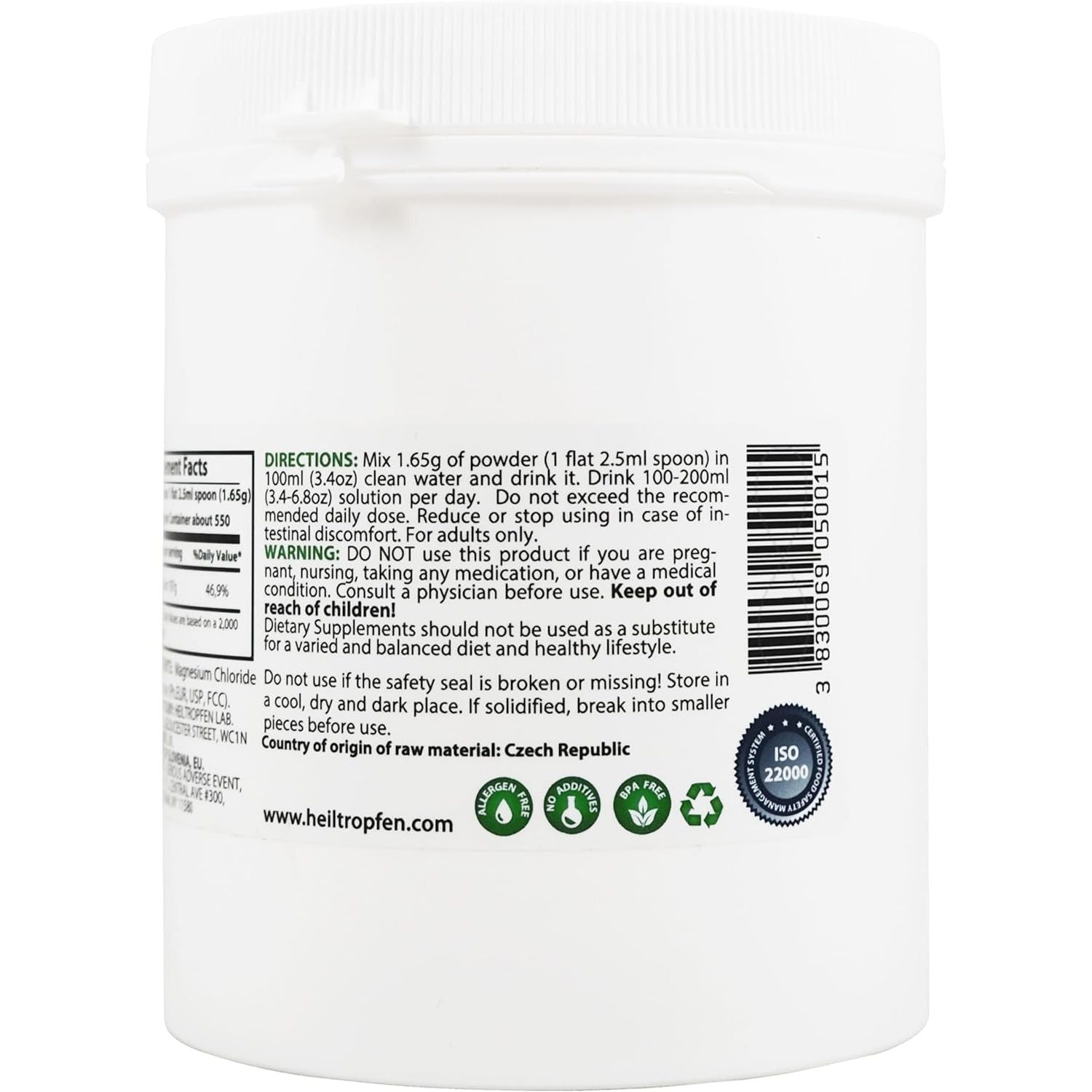 2 Pounds / 907 G Magnesium Chloride Powder | Hexahydrate | Pharmaceutical Grade Ingredients | Crystal Powder | Pure Ph. EUR., BP, USP, 100% - Muscle Pain Relief | Heiltropfen®