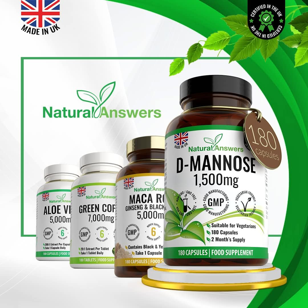 D-Mannose 180 Capsules - Max Strength 1500Mg per Serving - Precision Dmannose - Vegetarian Capsules Not Tablets or Pills, Made in the UK (180 Count (Pack of 1))