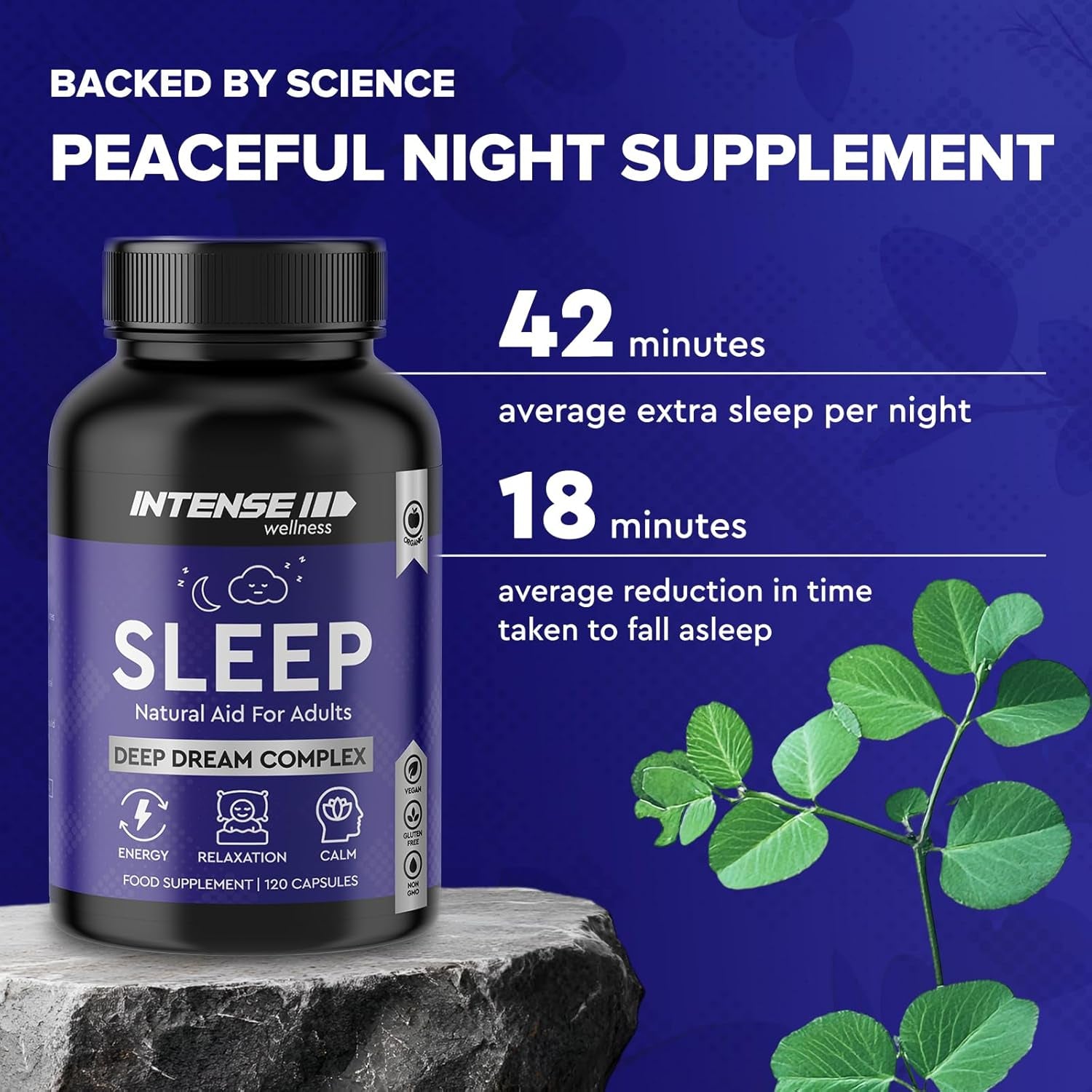 Natural Night Complex – Melatonin Substitute with Valerian, Lemon Balm, Magnesium & Chamomile – Botanical Sleep Blend for Relaxation – Vegan-Friendly Evening Supplement – 120 Capsules