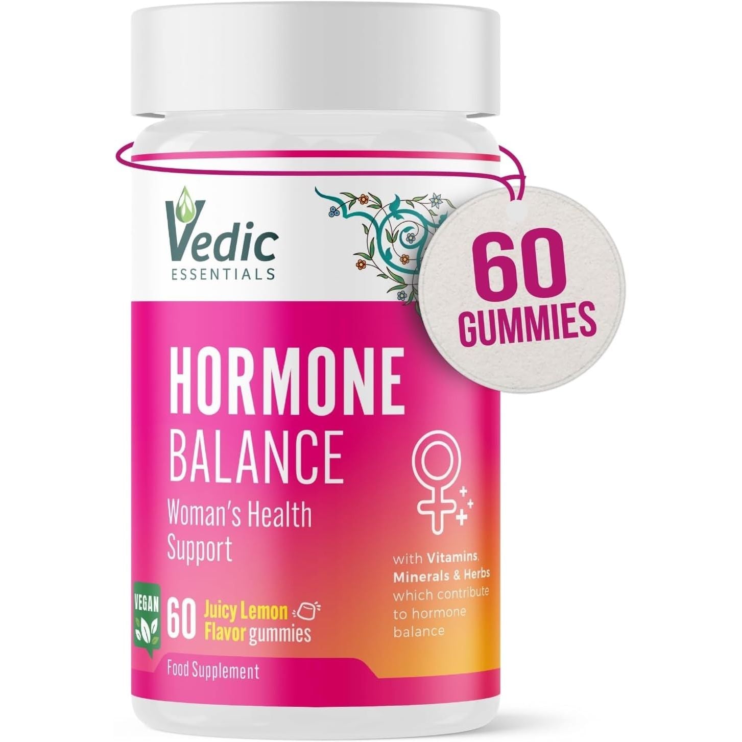 Vedic Hormone Balance Gummies | Natural Support for Female Health- for Teens & Women of All Ages | Essential Vitamins, Minerals & Herbs for Women’S Health | Yummy Lemon Flavour- 60 Vegan Gummies