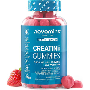 Creatine Gummies - 5000Mg Lab Verified - High Strength Monohydrate Gummies - Increase Physical Performance - Alternative to Tablets, Powder & Capsules - Novomins
