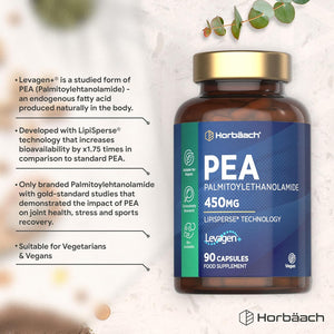 Palmitoylethanolamide Pea 450Mg | Levagen plus Pea | 90 Vegan Capsules | by Horbaach