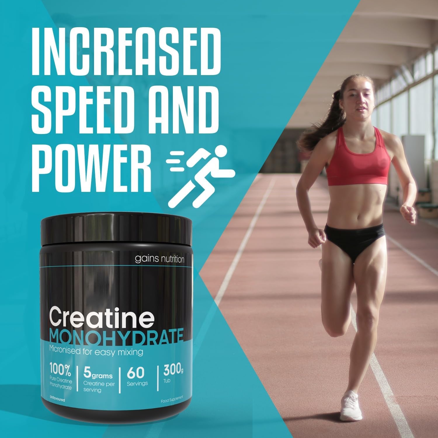GN Creatine Powder | 300G High Strength Creatine Monohydrate Powder - 5G per Serving | Unflavoured Filler Free Creatine-Monohydrate | Non-Gmo & Gluten Free