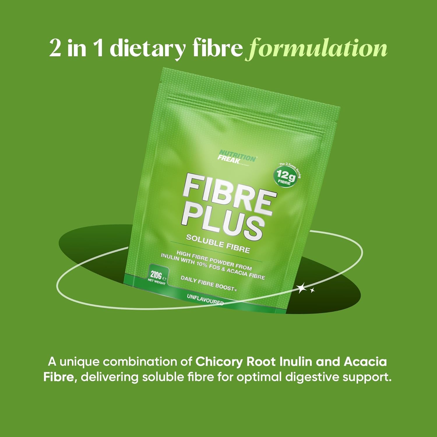 Soluble Fibre Powder Supplement 210G - Prebiotic Soluble Fibre Powder from Multiple Sources - 12G Fibre per 2 Scoop Serving - Fibre Supplement for Men & Women UK Made