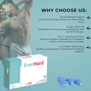 Everhard - Men'S Vitality Supplement - Fast-Acting, 10 Tablets - Supports Stamina, Energy & Normal Testosterone Levels - Reduces Fatigue - Made in the UK