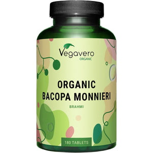 Vegavero Organic Bacopa Monnieri | 1500 Mg Brahmi | 2% Natural Bacosides | Lab-Tested | 180 Tablets | Vegan