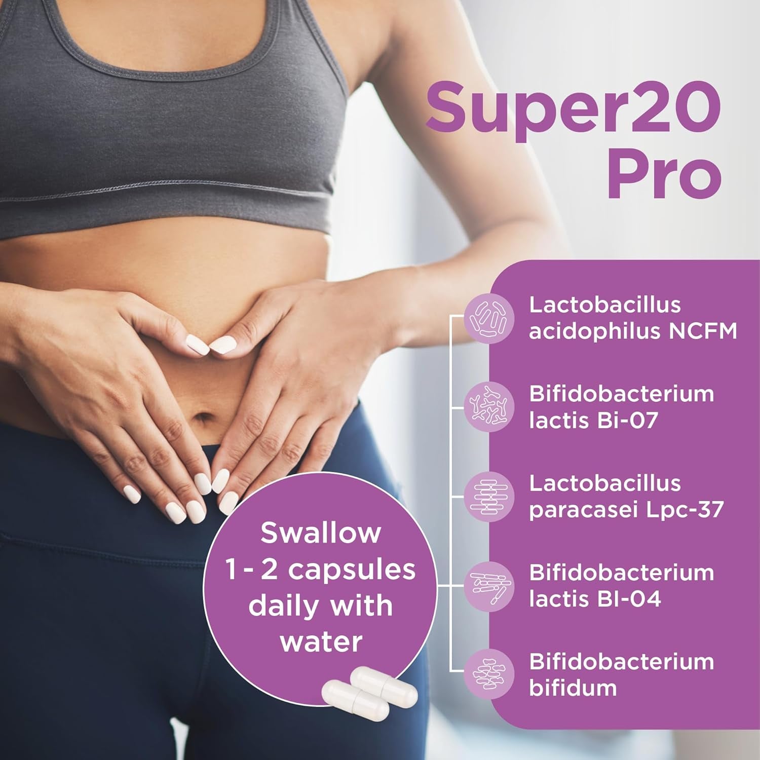 Healthspan Super20 Pro Supports a Healthy Gut (60 Capsuels) | Probiotic with 20 Billion Live Friendly Bacteria | from Five of the Best Strains | Promotes Friendly Bacteria in Your Gut | Vegan