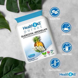 Health4All Quercetin 400Mg + Bromelain 100Mg per Capsule, Natural Antihistamine, Balances Immune Response, Pure Vegan 60 Capsules (Not Tablets) | Made in UK
