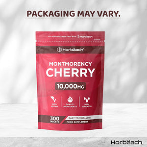 Montmorency Cherry Tablets 10,000Mg | 300 Tart Cherry Active Pills - 5 Months Supply | 50:1 Natural Tart Cherry Extract Supplement for Men & Women | Vegan | by Horbaach