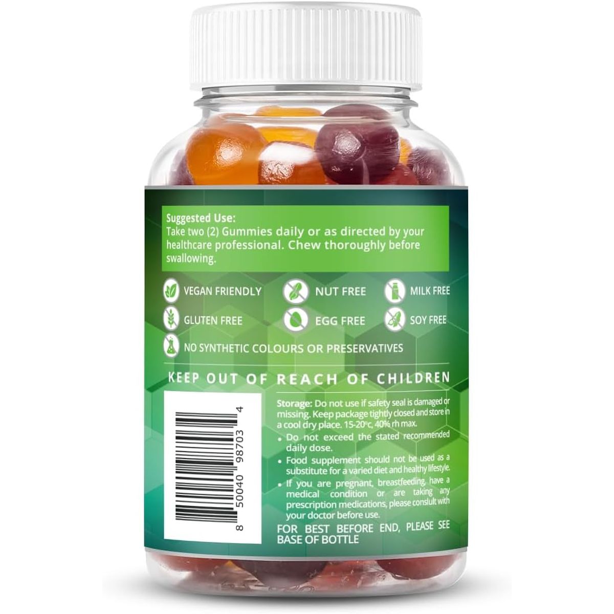 Probiotic + Prebiotic Fiber Gummies Sweetened with Stevia and Tapioca - Suitable for Kids & Adults, for Better Gut Health, High Potent Probiotics & Fiber - 60 Strawberry, Lemon, Blueberry Gummy